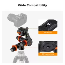 K&F Concept GD3W PRO panoráma állványfej, precíziós 3 irányú, 6?kg teherbírás, vízmérték, Arca Swiss (KF-31-127)