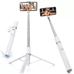   K&F Concept X96 selfie állvány, monopod, telefontartó adapter, 175cm max magasság, bluetooth, fehér (KF-15-0001)