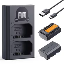 K&F Concept hordozható dupla USB-C akkumulátor NP-FZ100 töltő + 2db NP-FZ100 akkumulátor 2600mAh (KF-28-0097)