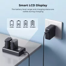 K&F Concept hordozható dupla USB-C akkumulátor NP-FZ100 töltő + 2db NP-FZ100 akkumulátor 2600mAh (KF-28-0097)