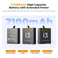 K&F Concept hordozható tripla USB-C akkumulátor töltő, LCD +3db GoPro Hero 13 akkumulátor 2100mAh (KF-28-0087)