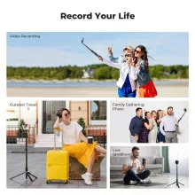 K&F Concept X96 selfie állvány, monopod, telefontartó adapter, 175cm max magasság, bluetooth, fekete (KF-15-0002)
