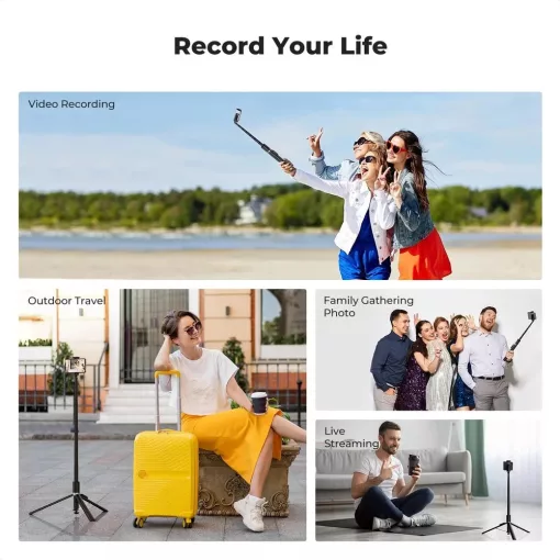 K&F Concept X96 selfie állvány, monopod, telefontartó adapter, 175cm max magasság, bluetooth, fekete (KF-15-0002)