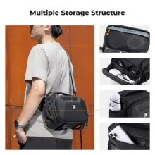 K&F Concept Travel Shoulder Bag oldaltáska, 5L, M, kemény előlapi védőborítás, fekete (KF-13-221)