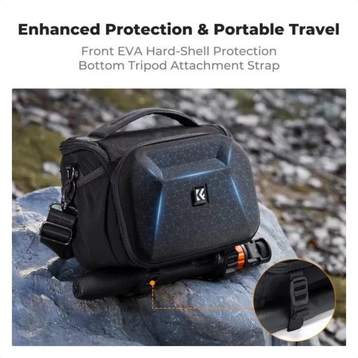 K&F Concept Travel Shoulder Bag oldaltáska, 5L, M, kemény előlapi védőborítás, fekete (KF-13-221)