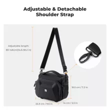 K&F Concept Travel Shoulder Bag oldaltáska, 5L, M, kemény előlapi védőborítás, fekete (KF-13-221)