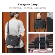 K&F Concept Travel Shoulder Bag oldaltáska, 5L, M, kemény előlapi védőborítás, fekete (KF-13-221)