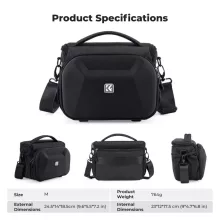 K&F Concept Travel Shoulder Bag oldaltáska, 5L, M, kemény előlapi védőborítás, fekete (KF-13-221)
