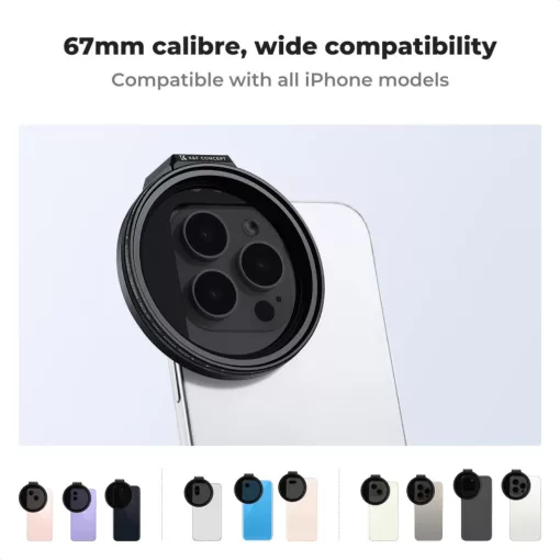 K&F Concept unverzális szűrőtartó mobiltelefonokhoz, ND2-32 szűrő, mágneses szűrő csatlakozás, 67mm (KF-01-2674)