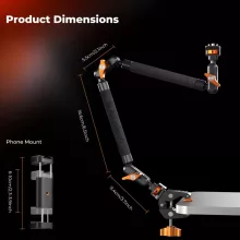 K&F Concept MS63 magic arm, 56cm + super crab clamp, satu, 20-60mm (KF-31-201)