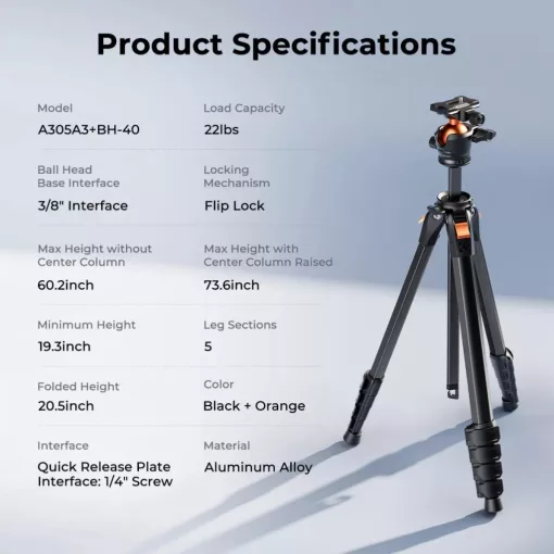 K&F Concept A305A3 + BH-40 állvány, telefon adapter (KF-09-171)