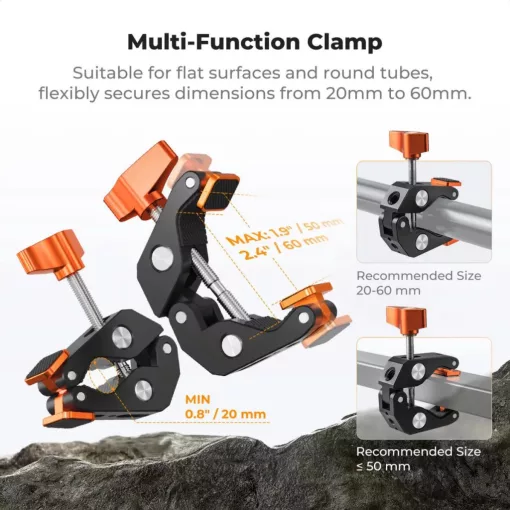 K&F Concept multi funkcionális super crab clamp, satu, 20-60mm átfogás (KF-31-218)