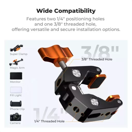 K&F Concept multi funkcionális super crab clamp, satu, 20-60mm átfogás (KF-31-218)