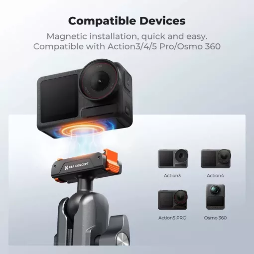 K&F Concept MS101 csőre szerelhető satu 8-40mm átmérőhöz, magic arm, DJI Action3/4/5 Pro/Osmo 360 (KF-31-204S1)