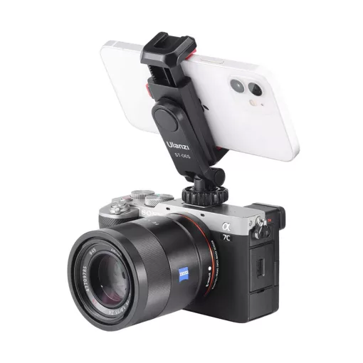 Ulanzi ST-06s telefon tartó adapter állványhoz, elforgatható, dönthető, vakupapucs adapterrel, fekete (UL-2575)