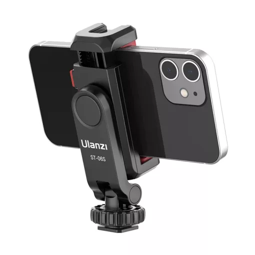 Ulanzi ST-06s telefon tartó adapter állványhoz, elforgatható, dönthető, vakupapucs adapterrel, fekete (UL-2575)