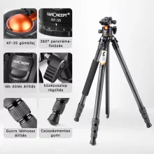 K&F Concept A254C4+BH-35L karbon állvány + monopod, fekete-narancs (KF-09-098)