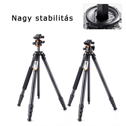 K&F Concept A254C4+BH-35L karbon állvány + monopod, fekete-narancs (KF-09-098)