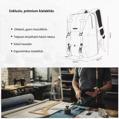 K&F Concept Beta Backpack 20 literes, fotós hátizsák, sötét zöld színben (KF-13-087AV2)