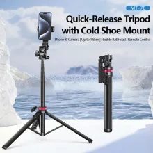 Ulanzi MT-78 selfie állvány, monopod, telefontartó adapter, 185cm max magasság, bluetooth, fekete (UL-T077GBB1)