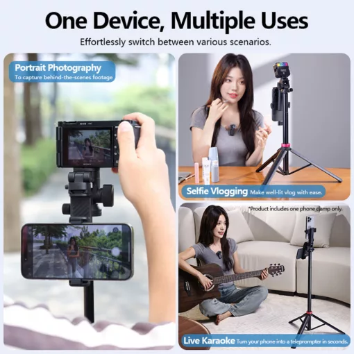 Ulanzi MT-78 selfie állvány, monopod, telefontartó adapter, 185cm max magasság, bluetooth, fekete (UL-T077GBB1)