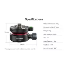 Ulanzi TT37 vízszintező mini állványfej, 3/8" és 1/4" (UL-T065GBB1)