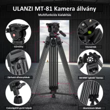 Ulanzi MT-81, T080GBB1 nagy teherbírású videó állvány, fluid videófejjel (UL-T080GBB1)