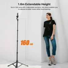Ulanzi TB64Z selfie állvány, monopod, telefontartó és bluetooth adapter, 160cm max magasság, fekete (UL-T126USB1)