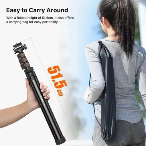 Ulanzi TB64Z selfie állvány, monopod, telefontartó és bluetooth adapter, 160cm max magasság, fekete (UL-T126USB1)