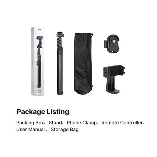 Ulanzi TB64Z selfie állvány, monopod, telefontartó és bluetooth adapter, 160cm max magasság, fekete (UL-T126USB1)