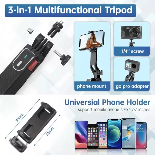 Ulanzi MA09 v2 selfie állvány, monopod telefonokhoz, bluetooth kioldó, 180cm max magasság (UL-M013GBB2)