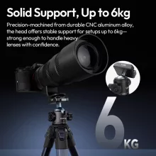 Ulanzi T100 Uka gömbfej, 6kg teherbírás, vakupapucs adapter, 3/8" és 1/4" (UL-C062)