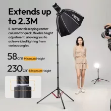Ulanzi T230 led/lámpaállvány, 58-230cm, 5kg teherbírás, 180 fok-ban visszafordítható lábakkal (UL-T145)