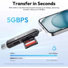 Ulanzi CR1 3-in-1 memóriakártya olvasó, USB, USB-C, microSD, SD (UL-X117)