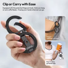 Ulanzi MA02 összehajtható mini állvány, Magsafe kompatibilis telefonokhoz, karabiner, fekete (UL-M067)