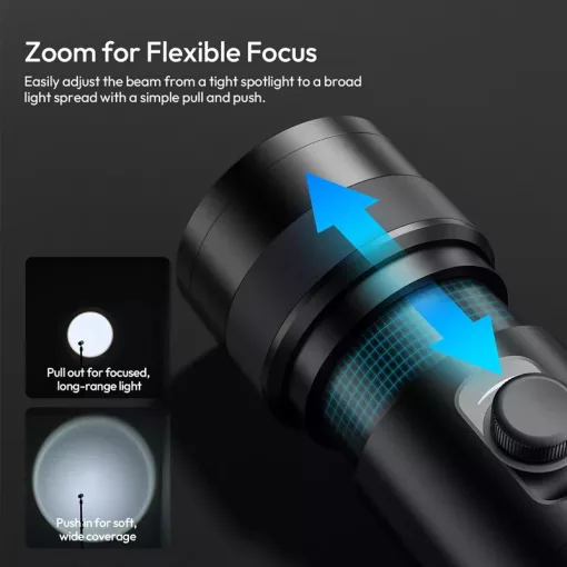 Ulanzi LM01 LED lámpa, zseblámpa forma, fókuszálható fény, 20db grafika, 7500mAh, állványmenet (UL-L219)