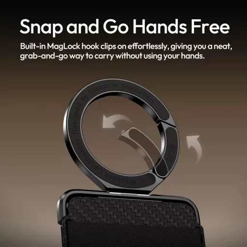 Ulanzi ML25 Magsafe kártya tartó, telefonkitámasztó állvány, tároló rekesz, karabiner, karbon (UL-M095)