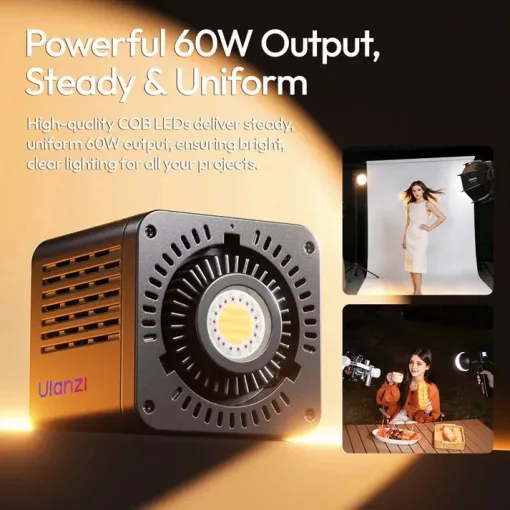 Ulanzi C60RGB, 60W RGB COB LED lámpa, 2500-6500K, 20 effekt, 3300mAh, mini Bowens (UL-L277)