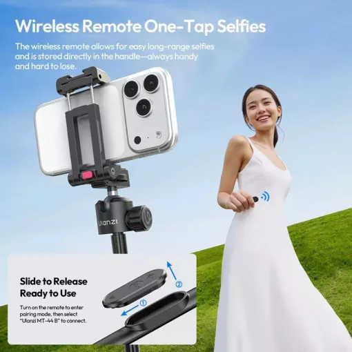 Ulanzi MT-44-2 automatikusan selfie állvány, monopod, telefontartó adapter, bluetooth, fekete (UL-S056)