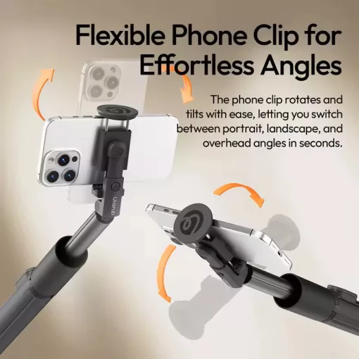 Ulanzi MT-86 automatikusan nyíló selfie állvány, monopod, telefontartó, 153cm, bluetooth, fekete (UL-S023)