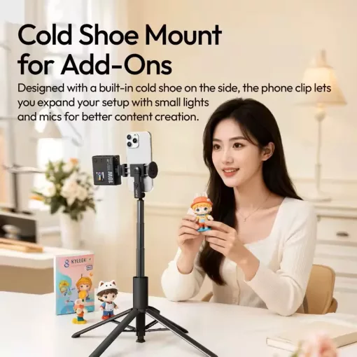 Ulanzi MT-86 automatikusan nyíló selfie állvány, monopod, telefontartó, 153cm, bluetooth, fekete (UL-S023)