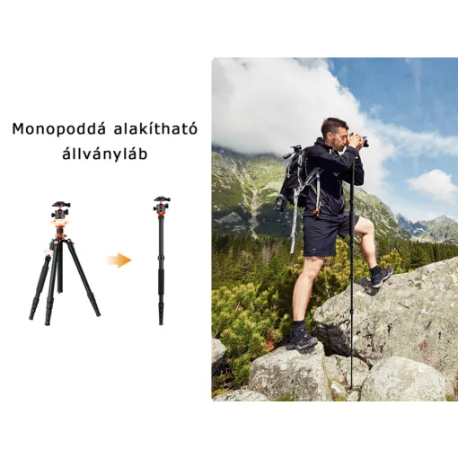 K&F Concept K255A4+BH-28L állvány + monopod, fekete-narancssárga V2 (KF-09-083V2)