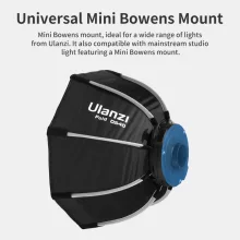 Ulanzi D540 40cm-es nyitható octagonal softbox méhsejtráccsal, Mini Bowens csatlakozás (UL-L066)