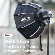 Ulanzi D540 40cm-es nyitható octagonal softbox méhsejtráccsal, Mini Bowens csatlakozás (UL-L066)