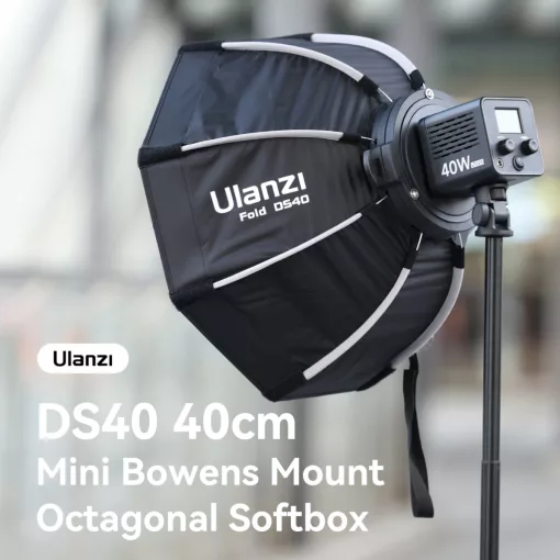 Ulanzi D540 40cm-es nyitható octagonal softbox méhsejtráccsal, Mini Bowens csatlakozás (UL-L066)