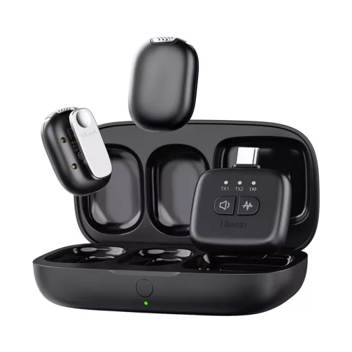 Ulanzi A30 vezeték nélküli Mini lavalier mikrofon, 2 mikrofon és 1 vevő, usb-c, lighting, fekete (UL-A014GBB1)