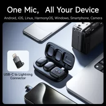 Ulanzi A30 vezeték nélküli Mini lavalier mikrofon, 2 mikrofon és 1 vevő, usb-c, lighting, fekete (UL-A014GBB1)