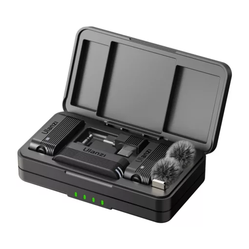 Ulanzi A100 vezeték nélküli lavalier mikrofon, 2 mikrofon és 1 vevő, usb-c, 3,5 jack, fekete (UL-A014A)