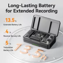 Ulanzi A100 vezeték nélküli lavalier mikrofon, 2 mikrofon és 1 vevő, usb-c, 3,5 jack, fekete (UL-A014A)