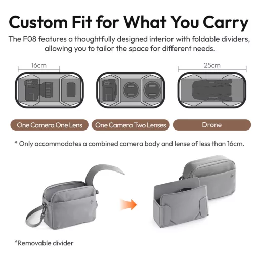 Ulanzi F08, B159, 18L könnyű utazó táska, fotós hátizsák, szürke (UL-B159)